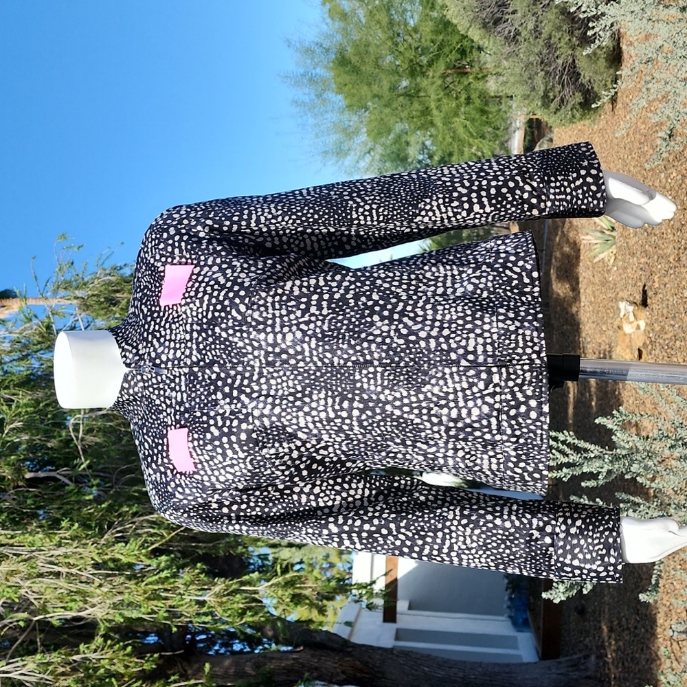 CHICOS Red Owl Lined Moto Jacket 0 Small Wearable Art Statement Zip Work Office - Picture 10 of 16